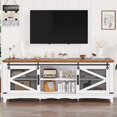 thumbnail image 3 of Farmhouse TV Stand 75 Inch Entertainment Center White TV Console Modern Media Furniture Wood TV Console Cabinet with Sliding Barn Door and Adjustable Shelf for Living Room Bedroom, 3 of 7