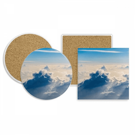 

Sunshine Clouds Blue Sky Coaster Cup Mug Holder Absorbent Stone Cork Base Set