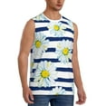 thumbnail image 2 of Fotbe Men's Daisy Striped Nautical Print Men's Sleeveless Muscle Tank Tops Casual T-Shirts for Gym Workout Beach-Large, 2 of 8