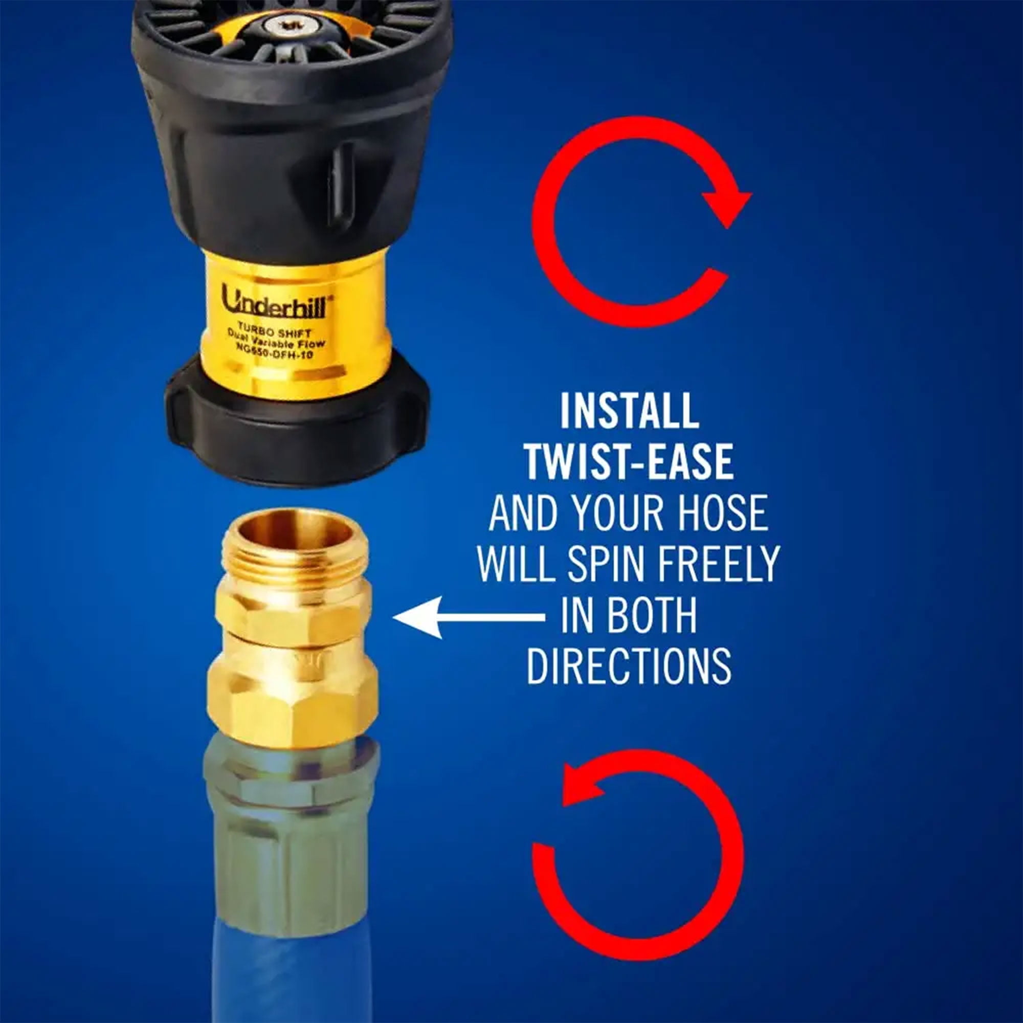 Underhill Garden Hose Nozzle Remover Twist-Ease Kink Eliminator, 3/4 Inch