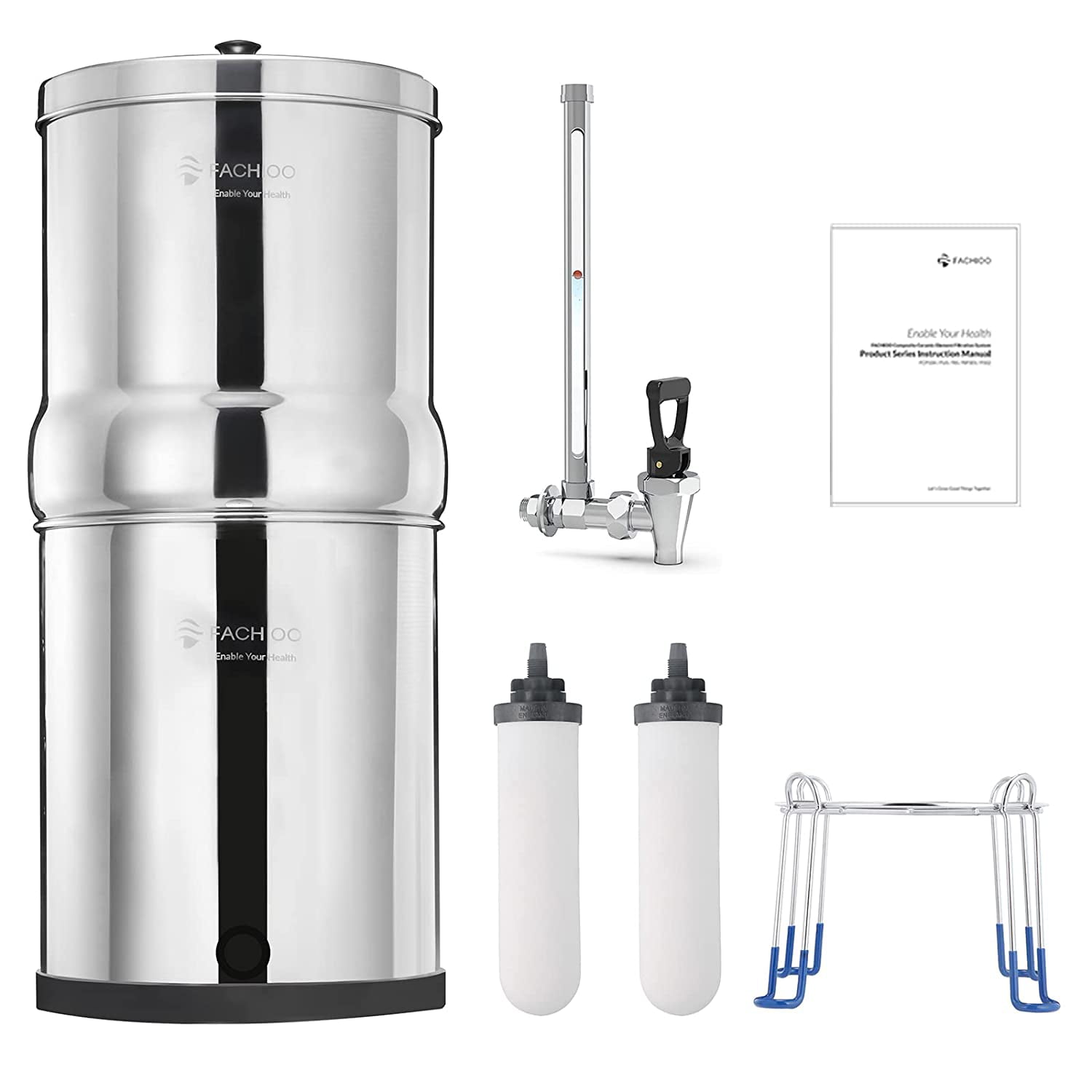 licens Mand materiale LLF Gravity-fed Water Filter System, 2.25 Gallon Stainless Steel Countertop  System with 2 Ceramics Filters Washable Filters, Metal Water Level Spigot  and Stand,Reduce up to 99% Chlorine - Walmart.com