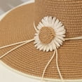 thumbnail image 5 of Clossjun Solid Straw Wide-Brim hat with Daisy Decor, UV-Protective, Lightweight for Trips., 5 of 7
