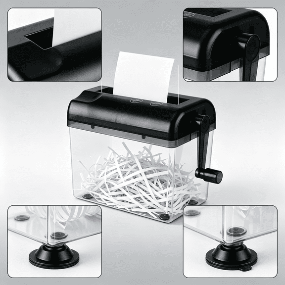 Mini Paper Shredder Manual Hand Shredder Portable High Security Document Cutter Desktop Size No Power Worry Relief Toy for Office School Home