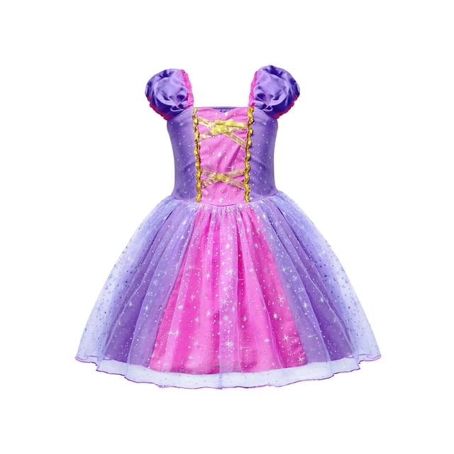 Disfraz de princesa para niñas, fiesta de cumpleaños, cosplay, vestido púrpura XBTCLXEBCO Púrpura, 4 años