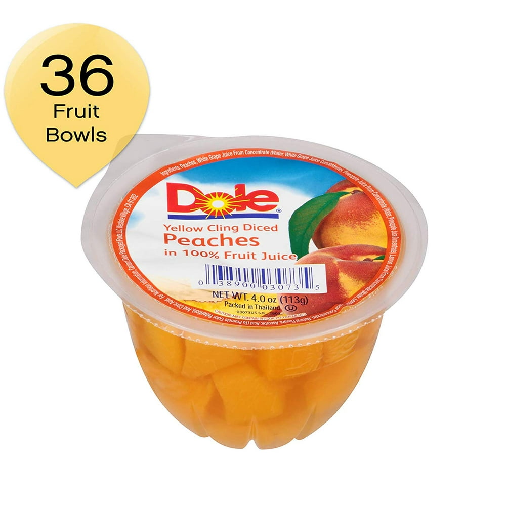 DOLE FRUIT BOWLS Diced Peaches in 100 Fruit Juice, 4 Ounce (36 Cups