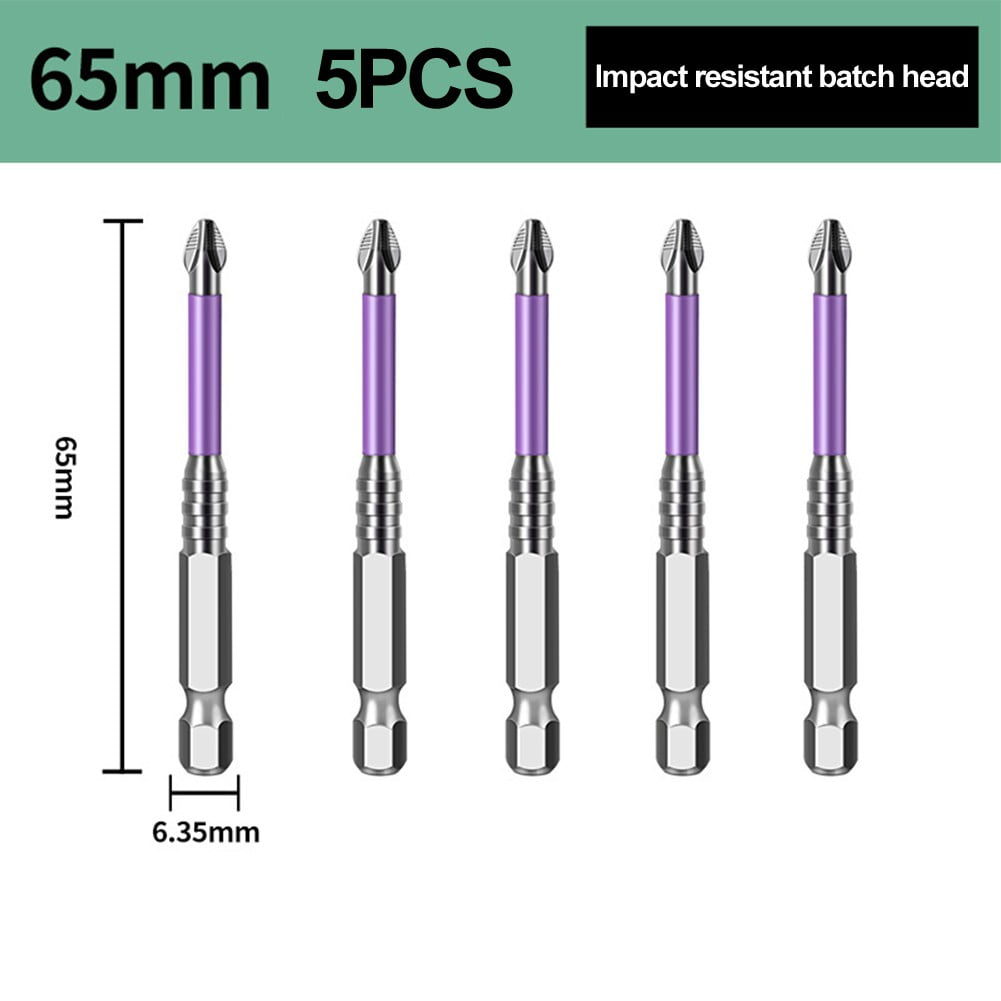 5 Pack Magnetic PH2 Screwdriver Bits Non-Slip Chrome Plated Head for Cross Screws 62HRC Hardness Alloy Steel Drill Bit Set for Power Tools and Hand Drills Multiple Lengths