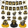 thumbnail image 3 of New Year Hanging Swirls Decorations & Happy New Year Banner 2025, Black Gold Hanging Decor Happy New Year Banner for Ceiling Wall, 3 of 5