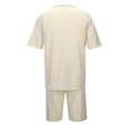 thumbnail image 4 of JIKNTTR Mens 2 Pieces Outfits Men's Pajama Set Sleepwear Lightweight Short Sleeve V Neck Shirts And Shorts Soft Comfy Sleep Sets Beach Tracksuit Set, 4 of 8