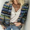 thumbnail image 1 of Women‘s Cotton Long Sleeve Chunky Open Front Striped Knit Cardigan Sweater Tops, 1 of 8
