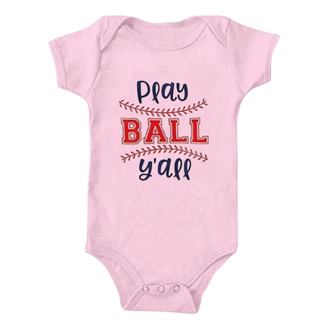 MIASHUI Baby Boy Short Sleeve Baseball Cartoon Print Bodysuit Triangle Crotch Romper Soft Breathable Snap Closure Easy On Off Lightweight Comfortable Funny Adorable Playful Stylish Pink,6-9 Months
