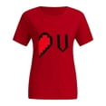 thumbnail image 5 of Chandails Assortis pour Couples de la Saint-Valentin Mode Manches Courtes Imprimé Cœur Design Ample Chemisiers Col Rond T-Shirt Confortable Doux Chemisiers pour Lui et Elle Vêtements de Vacances Rouge m, 5 of 5