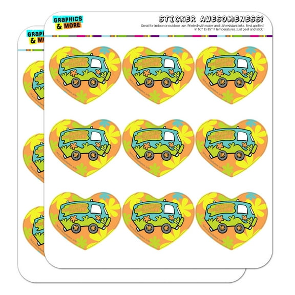 Scooby-Doo The Mystery Machine Heart Shaped Planner Calendar Scrapbook Craft Stickers