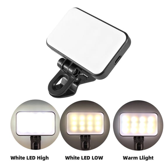 Clip-On Video Conference Light, Rechargeable LED Fill Light with 3 Color Modes, Dimmable Webcam Light for Laptop, Phone, Tablet, Zoom Meetings & Live Streaming