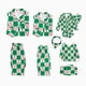 thumbnail image 1 of Conjuntos de pijamas navideños a juego para toda la familia, diseño de corazón de caramelo a cuadros verdes y blancos con cuello, 1 of 5