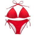 thumbnail image 7 of Zando Women's String Bikini Bathing Suit Two Piece Swimsuit Thin Strap Top Side Tie Bottoms Triangle Bikini Set Red XL, 7 of 7