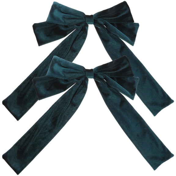 Vosarea 2Pcs Green Decorative Velvet Hair Bow Clips Lightweight Hair Accessories