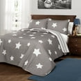 thumbnail image 3 of Lush Decor Star Geometric Cotton Reversible Quilt, Full/Queen, Gray, 3-Pc Set, 3 of 7