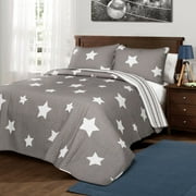 Lush Decor Star Geometric Cotton Reversible Quilt, Full/Queen, Navy, 3-Pc Set