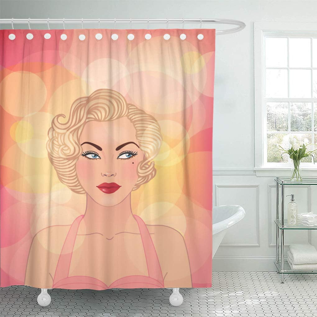 Home Bathroom Marilyn Monroe Bath Shower Curtain Waterproof Fabric 70''+Hooks US 