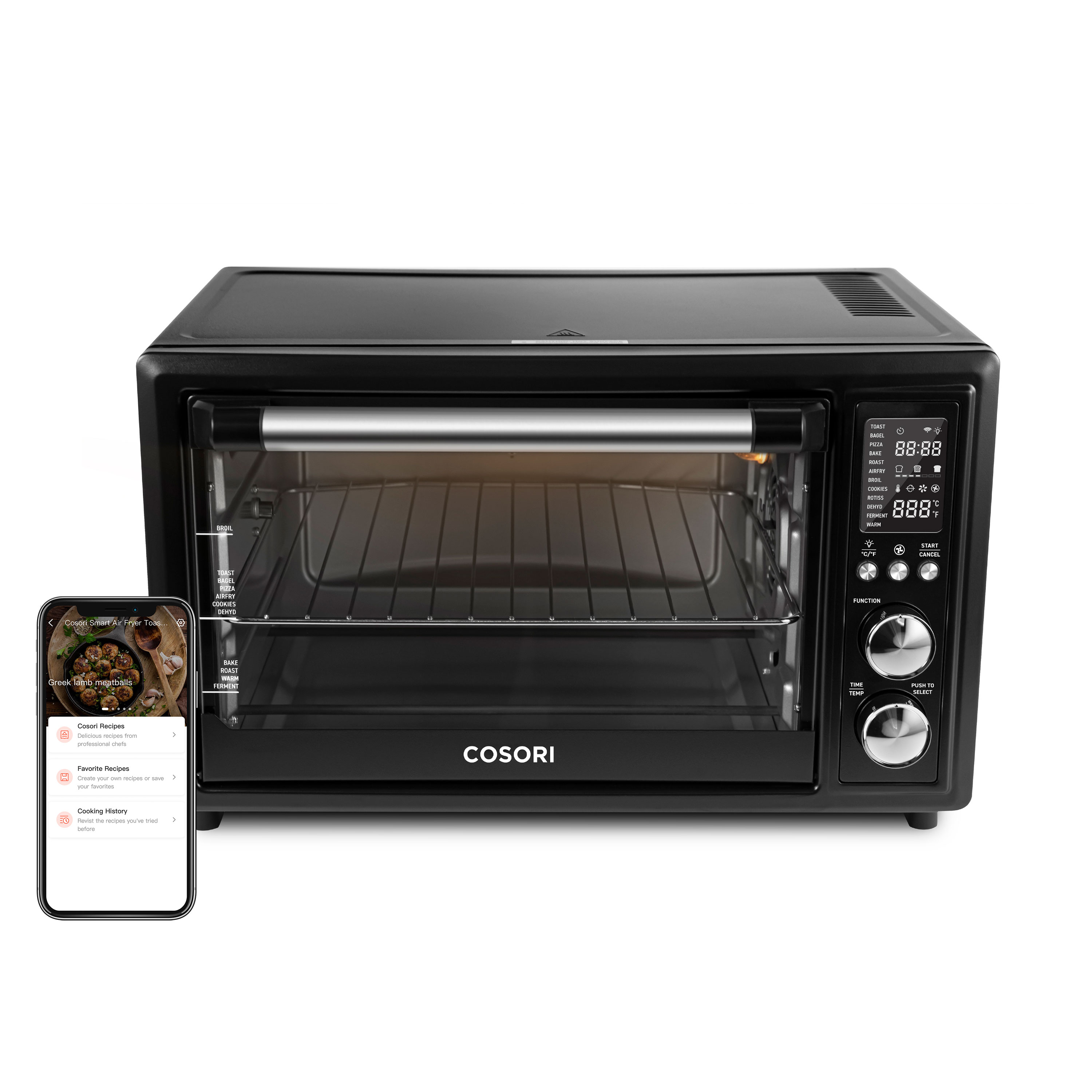 COSORI Smart Air Fryer Toaster Oven, Large 32-Quart, Stainless Steel, Walmart Exclusive Bonus, Black，CS130-AO-RXB - image 3 of 16