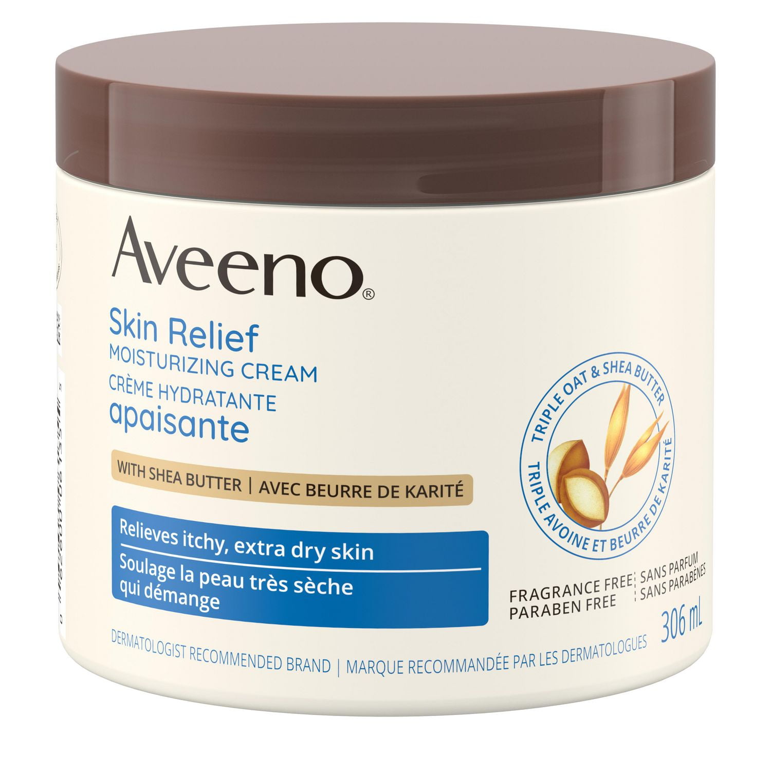 Crème hydratante apaisante Aveeno, lotion pour le corps, beurre de karité, extrait d'avoine, hydratant pour peau très sèche, sans parfum