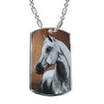 thumbnail image 1 of KuzmarK Silver Chrome Pendant Dog Tag Necklace - Dappled Gray Arabian Horse Art by Denise Every Chrome Dog Tag Necklace, 1 of 1