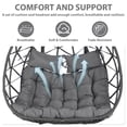 thumbnail image 6 of SEGMART 2-Person Hanging Swing Chair with Stand, Double Hanging Egg Chair with Cushion and Pillow, Foldable Wicker Rattan Patio Basket Hanging Chair for Indoor Outdoor Garden, Light Gray, 6 of 10