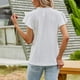 thumbnail image 4 of Camiseta de manga corta con volantes para mujer, cuello en V, puntos ahuecados, tipo suelto, Top informal de verano blanco XL, 4 of 6