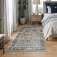 thumbnail image 2 of Bloom Rugs Washable Non-Slip 3x5 Rug - Blue Green / Tangerine Traditional Oriental Area Rug for Living Room, Bedroom, Dining Room, and Kitchen - Exact size: 3' x 5', 2 of 9