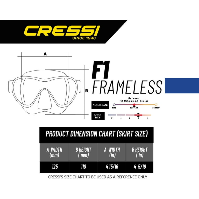 Cressi F1 Mask - Premium Masque Plongee Snorkeling Adulte, Technologie  Frameless, Taille L - S