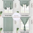 thumbnail image 2 of HOMERRY Tie Up Curtain 42" x 63" Buffalo Check Gingham Pattern Adjustable Kitchen Curtains Farmhouse Window Treatment Cafe Curtain, Sage White, 1 Set, 2 of 7