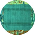 thumbnail image 1 of Ahgly Company Machine Washable Indoor Round Abstract Turquoise Blue Modern Area Rugs, 7' Round, 1 of 4