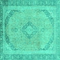 thumbnail image 1 of Ahgly Company Indoor Square Abstract Turquoise Blue Modern Area Rugs, 4' Square, 1 of 4