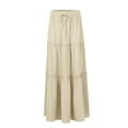 thumbnail image 6 of BRDFRL Maxi Skirt for Women Floral Boho Flowy Pleated Tiered Ruffle Elastic High Waist A Line Long Skirts with Pockets Khaki XL, 6 of 6