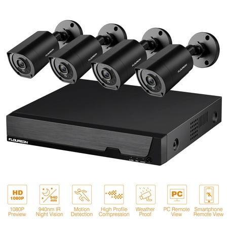 FLOUREON 8CH DVR Security Camera System 5 IN 1 1080N Video DVR Recorder 4X HD 3000TVL 1080P Invisible IR Night Vision Indoor Outdoor Weatherproof CCTV Cameras Motion Alert, PC Remote (Best Cctv Camera Brand In Usa)