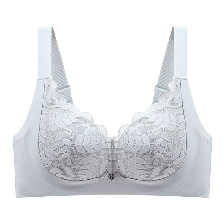 Plus Size Bras for Women Full Coverage Push-Up Bralettes Solid Print White  34/75A 