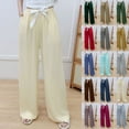thumbnail image 4 of Ashirexll Womens Summer Pants Loose Wide Leg Pants Elastic Waist Drawstring Solid Color Casual Pants for Women, 4 of 4