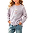 thumbnail image 4 of FAIWAD Girls Ribbed Knit Shirts Cute Long Sleeve Crew Neck Bow Tops Fall Casual Daily Clothes, 4 of 7
