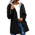 thumbnail image 1 of Brnmxoke Imperméable Femme Léger Imperméable Été Décontracté Doublure Rayée Capuche à Cordon Manteau de Pluie Compact Randonnée à Fermeture Éclair Coupe-Vent d'Extérieur avec Poches Noir,G, 1 of 9
