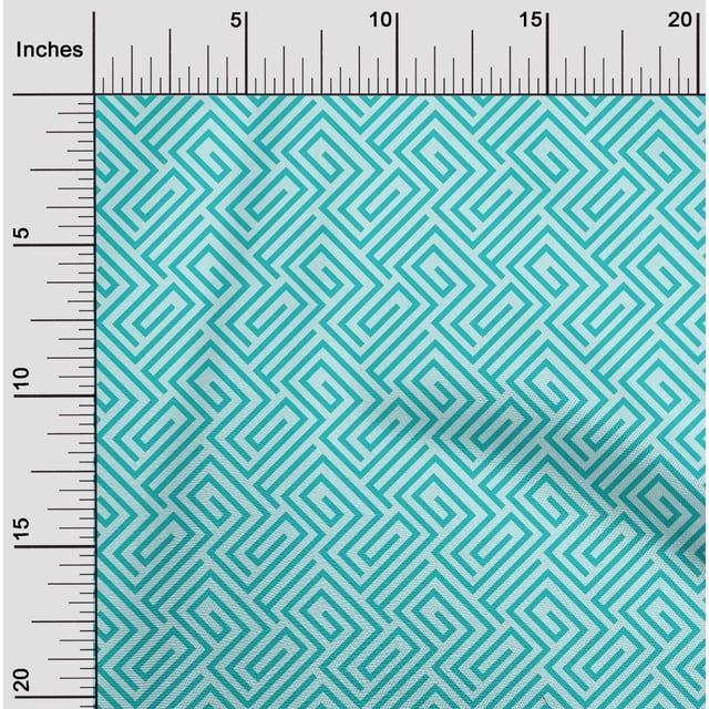 oneOone Viscose Chiffon Fabric Greek Key Geometric Print Sewing Fabric BTY 42 Inches Wide