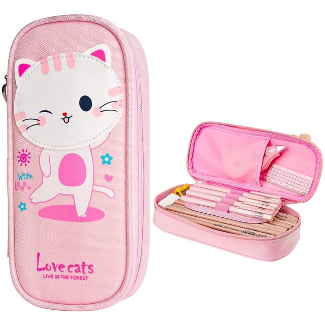 Bonito estuche de dibujos animados para niños, estuche de lona de gran capacidad con cremallera, compartimento resistente al agua y duradero, estuche grande para lápices de almacenamiento para niñas y Namotu CZBG-XM111-9