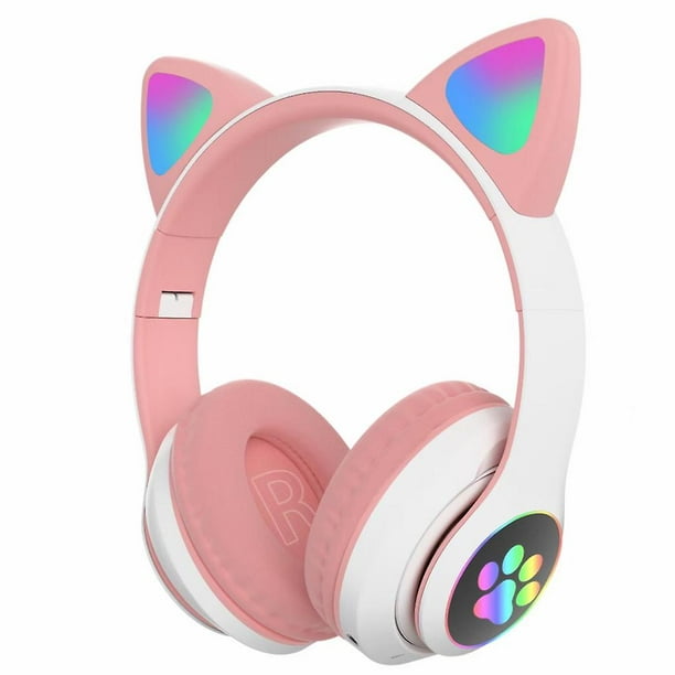 Casque Cat-Ear LED 7 Couleurs Lumière Bluetooth Stéréo Sans Fil