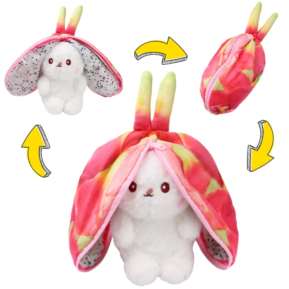 GOSUN Bunny Plush Toy Reversible Doll Changeable to Dragon Fruit Soft Stuffed Animal for Cuddle ...