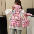 thumbnail image 2 of Weebloom Large School Backpack With Lunch Box Pencil Case For Kids Girls Cute 4Pcs Floral School Bags Set Cartoon Lightweight Travel Daypack Cute Bookbag Middle High School College Pink, 2 of 6