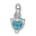 thumbnail image 5 of Auriga Fine Jewelry 925 Sterling Silver Diamond and Lt Swiss Blue Topaz Heart Pendant (L- 18mm, W-9mm) for Women, 5 of 6