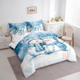 thumbnail image 3 of Manfei Cartoon Xmas Snowman 7-Piece Twin Bedding Sets,Happy New Year Bedding Comforter Set,White Blue Sheet Sets For Kids,Super Cozy Room Decor Reversible, 3 of 8