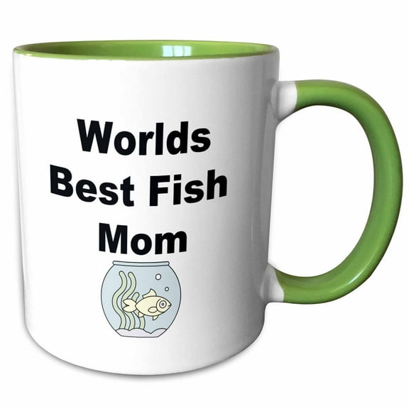 3drose, Image of Worlds Best Fish Mom, 11oz Two-tone Green Mug