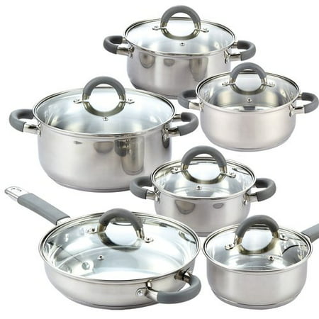 Cook N Home 12-Piece Stainless Steel Cookware Set (Best Sponge For Stainless Steel Cookware)
