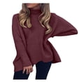 thumbnail image 1 of SGMVNU SGMVNU Cardigans pour Femmes Mode Décontractée Col Rond Col Roulé Couleur Unie Manches Longues Chandail à Enfiler, Cardigans en Tricot Doux et Confortables Bordeaux Taille P(Bordeaux, S), 1 of 1