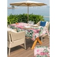 thumbnail image 5 of Outdoor Tablecloths with Umbrella Hole & Zipper, Eucalyptus Trucks Tablecloth Rectangle 60x84 Inch, Spring Farmhouse Floral Leaves Pink Plaid Waterproof Table Cloth, Patio/Pool/Picnic Table Covers, 5 of 8